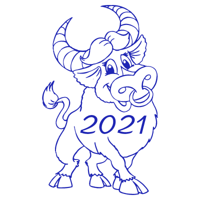 Шаблон печати №283 с эмблемой 2021 года - быком