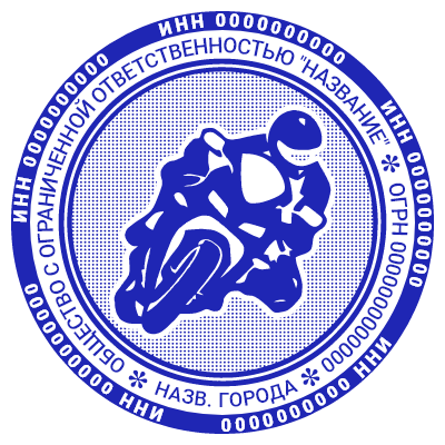 Шаблон печати №566 с эмблемой мотоциклиста на защитной сетке