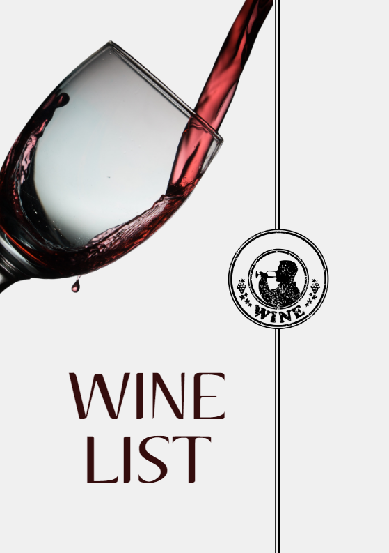 Стильный шалон винной карты в стиле минимализм.  La carte des vins. Wine list. Размер макета - 148x210 мм.