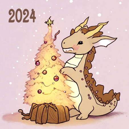 Новогодний календарь с драконом 2024, карманный маленький мини-календарь, квадратная форма, розовые тона. Размер макета - 120x120 мм.