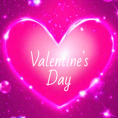 Шаблон открытки ко дню влюбленных, праздничная валентинка, День Святого Валентина, поздравительная мини-открытка для выражения симпатии или признания в любви, happy Valentines day, ярко-розовое сердце. Размер макета - 120x120 мм.