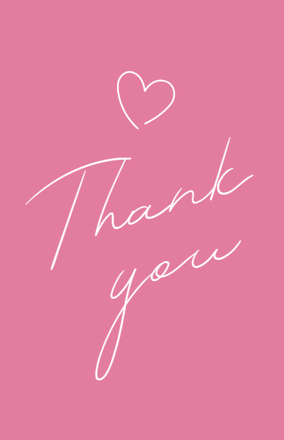 Нежный розовый шаблон благодарственной карточки «Спасибо за заказ», «Спасибо за покупку» с QR-кодом на оборотной стороне. Размер макета - 55x85 мм.