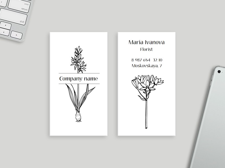 Шаблон визитной карточки: ландшафтный дизайн, флорист, цветы, цветы