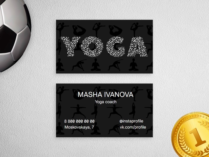 Шаблон визитной карточки: тренеры и инструкторы, йога, спорт
