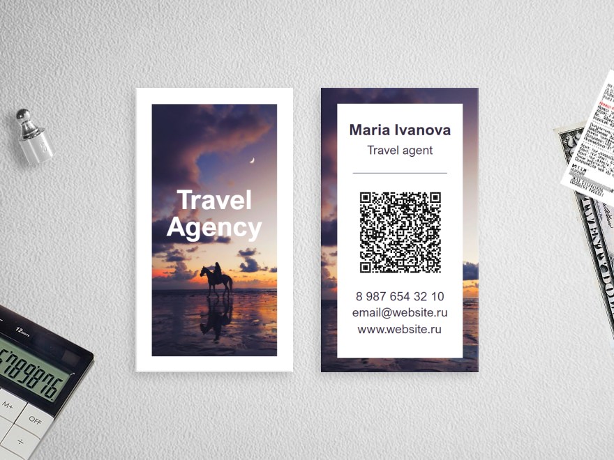Шаблон визитной карточки: турагентства, туристические компании, организация путешествий, товары для отдыха и туризма