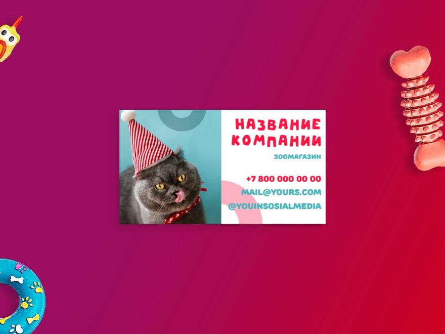Шаблон визитной карточки: животные, зоомагазин, кошки