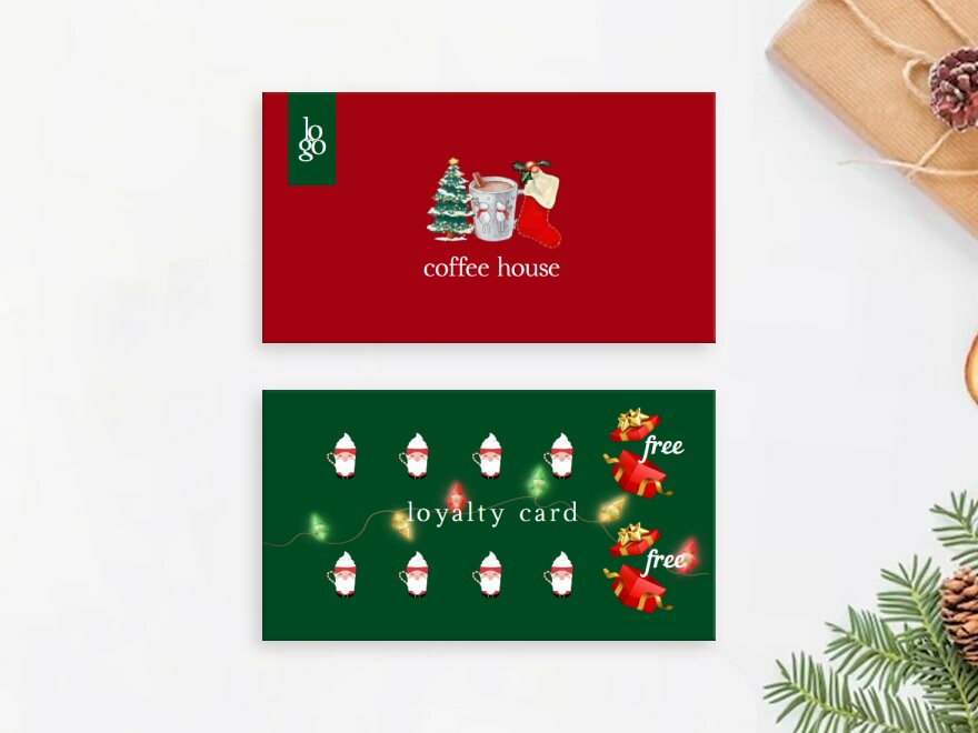 Шаблон визитной карточки: праздники, продуктовые товары, кофейня