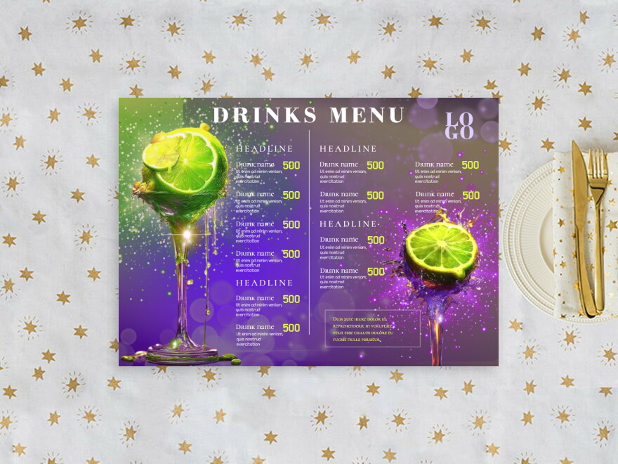 Дизайн макет листовки: продуктовые товары, ресторан, бар