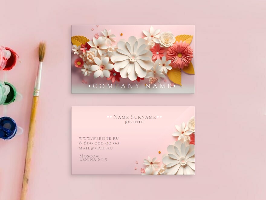 Шаблон визитной карточки: хенд-мейд, флорист, цветы, цветы