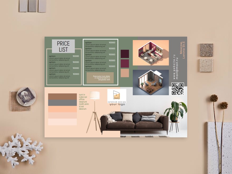 Шаблон листовки или флаера формата A4: дизайн интерьеров, ремонт квартир, отделка, мебель