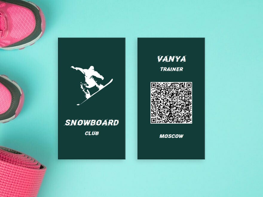 Шаблон визитной карточки: спорт, лыжи, поход и снаряжение