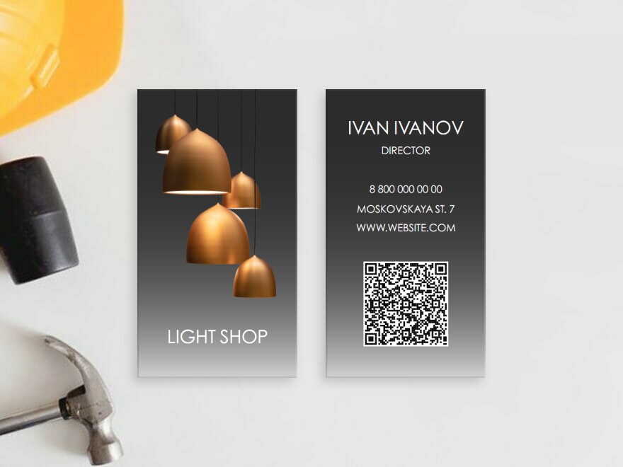 Шаблон визитной карточки: электрика, дизайн интерьеров, освещение, свет, светильники