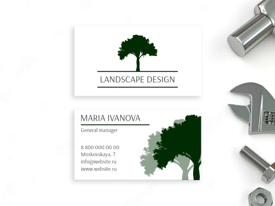 Шаблон визитной карточки: экология, садовник, сад, ландшафтный дизайн