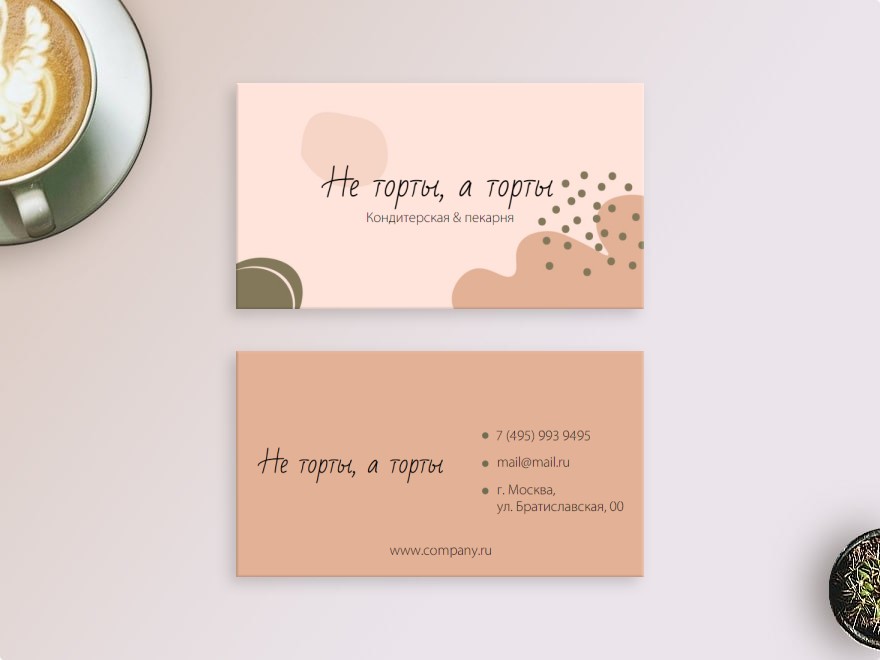 Дизайн макет визитной карточки: маникюр, педикюр, салоны красоты, кофейня