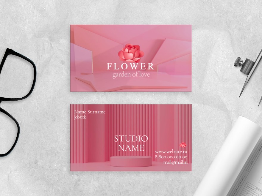 Шаблон визитной карточки: дизайн, арт и арт-студии, цветы
