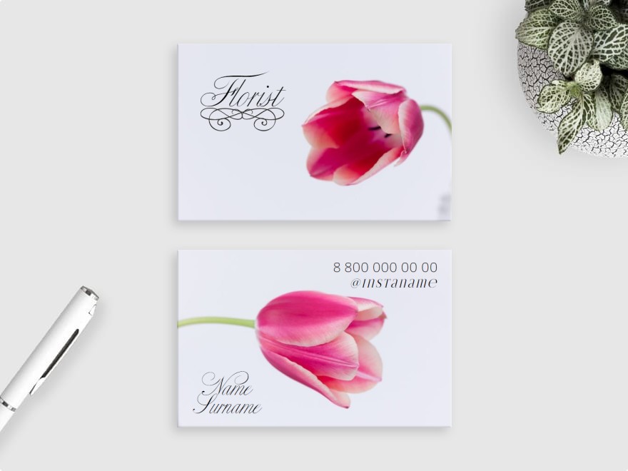 Шаблон визитной карточки: интернет-магазин, искусство, цветы