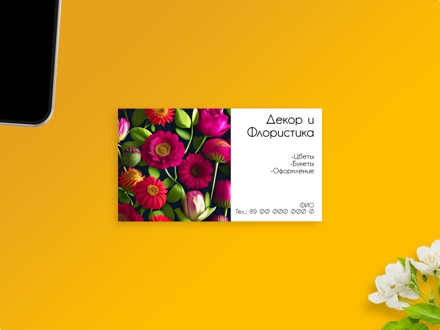Шаблон визитной карточки: интернет-магазин, праздники, флорист, цветы