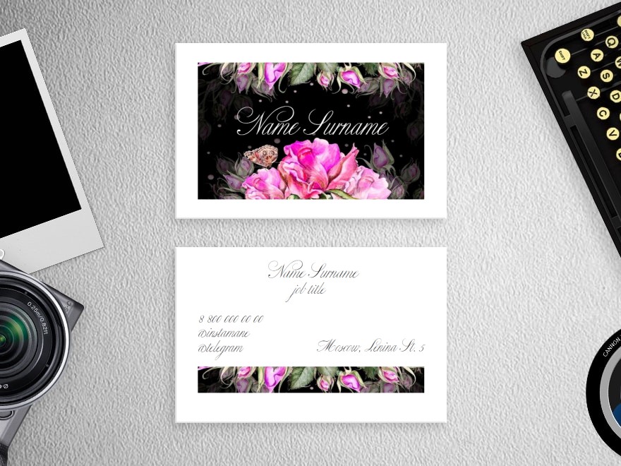 Шаблон визитной карточки: живопись, искусство, флорист, цветы