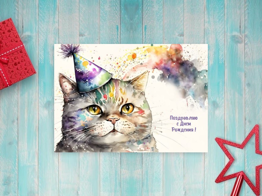 Шаблон листовки или флаера формата A6: кошки, праздники