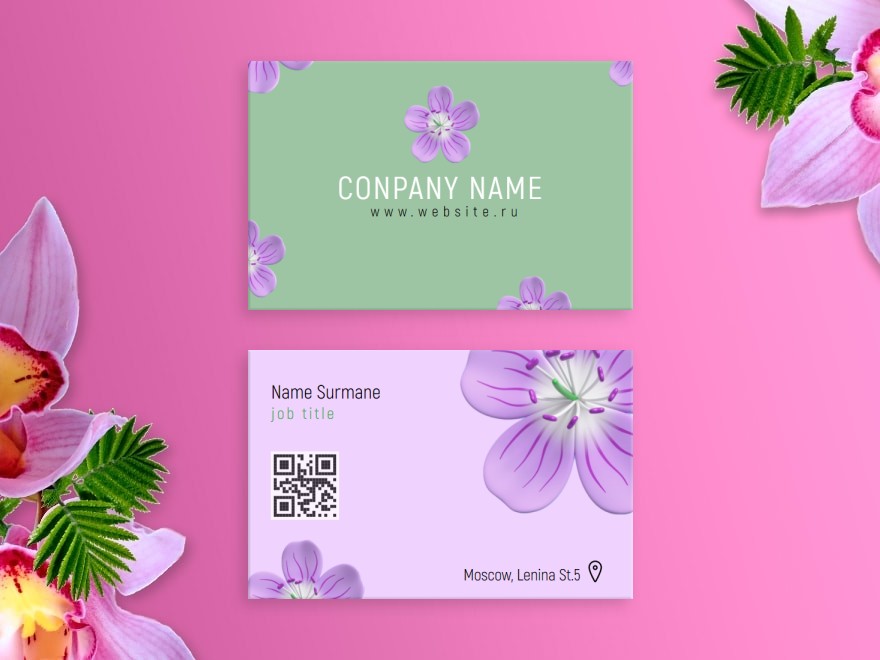 Шаблон визитной карточки: флорист, цветы, цветы, доставка