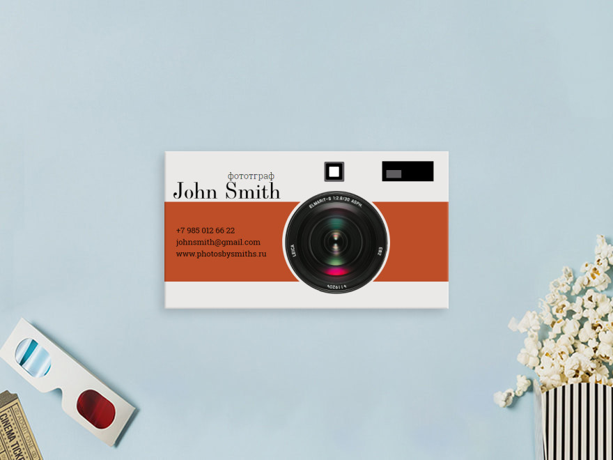 Шаблон визитной карточки: фото на документы, фото и видео