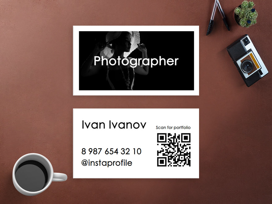 Шаблон визитной карточки: универсальные, фотографы, видео, творчество, фото и видео