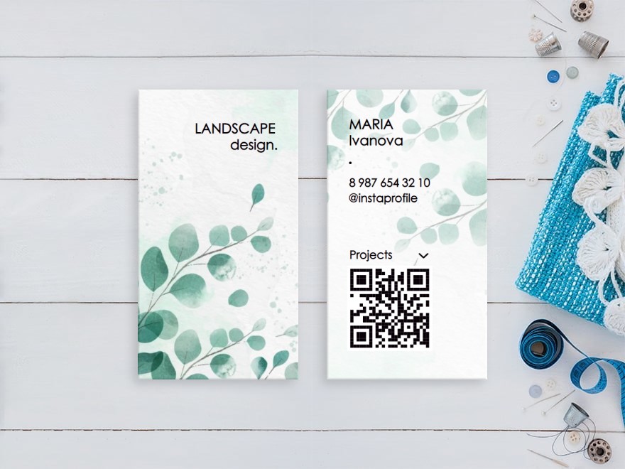Шаблон визитной карточки: универсальные, ландшафтный дизайн, флорист, цветы