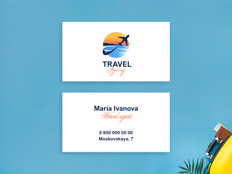 Шаблон визитной карточки: турагентства, туристические компании, досуг, товары для отдыха и туризма