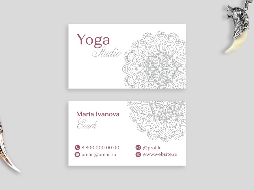 Шаблон визитной карточки: духовные практики, досуг, йога
