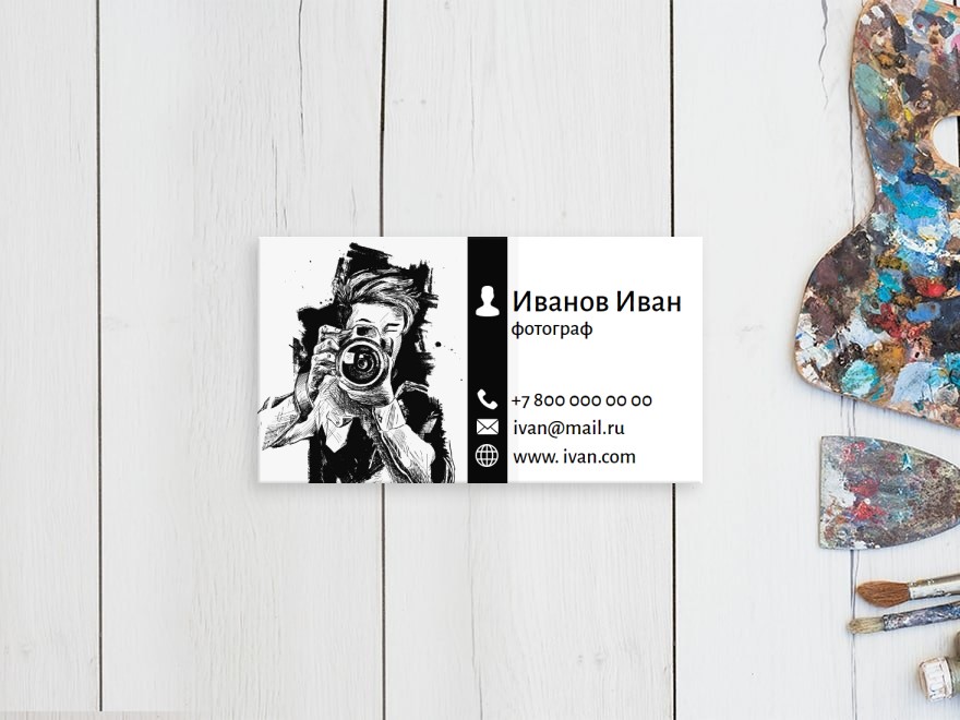 Шаблон визитной карточки: фотографы, видео, творчество, фото и видео