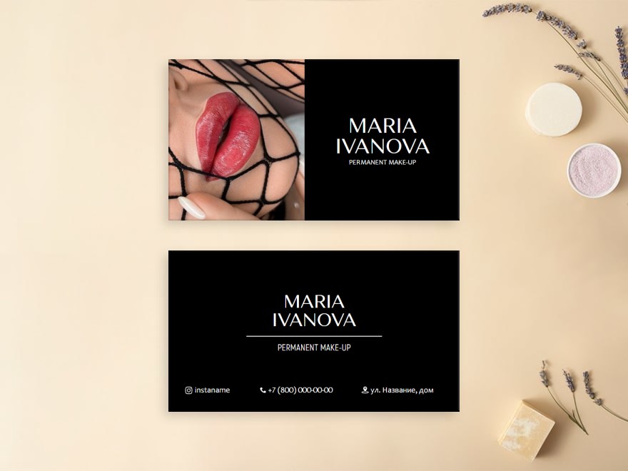 Шаблон визитной карточки: косметология, визажисты, салоны красоты