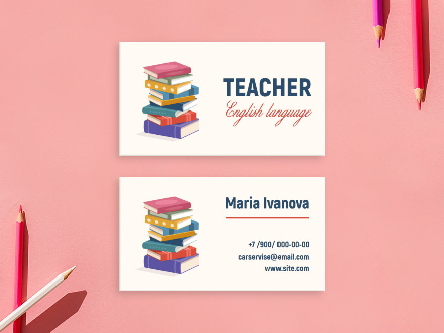 Шаблон визитной карточки: школа, образование, учителя