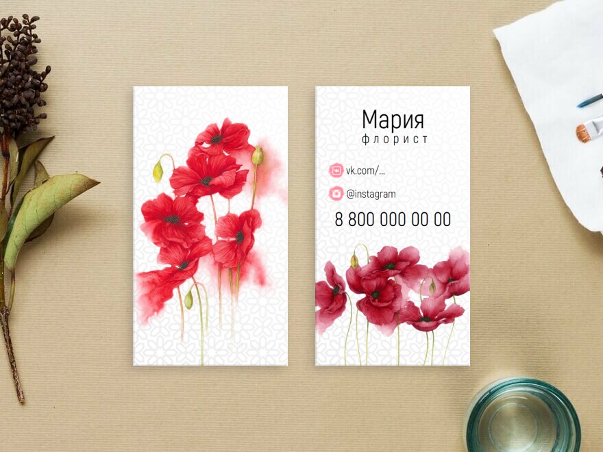 Шаблон визитной карточки: дизайн, хенд-мейд, цветы