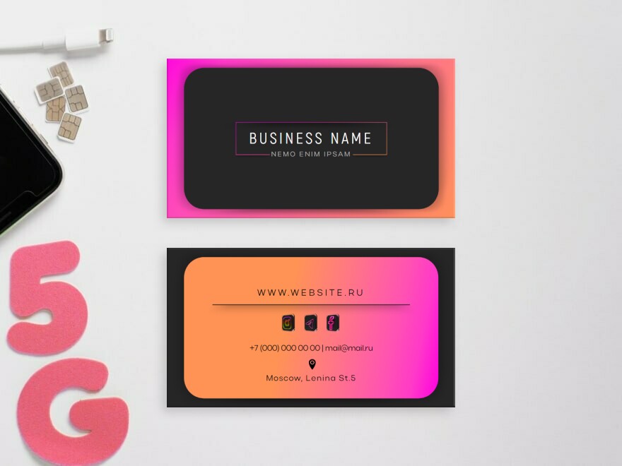 Шаблон визитной карточки: услуги для бизнеса, веб студия, салоны красоты
