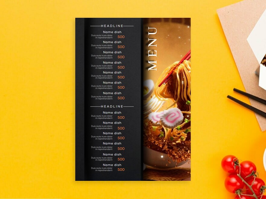 Шаблон листовки или флаера формата A4: суши, ресторан, фастфуд