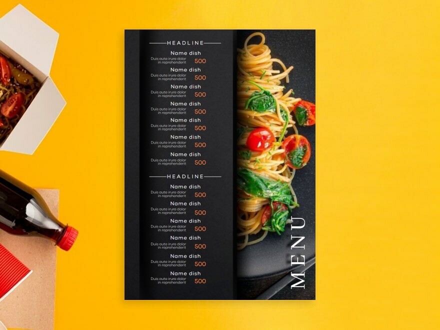 Шаблон листовки или флаера формата A4: пиццерия, ресторан, свадебный ресторан