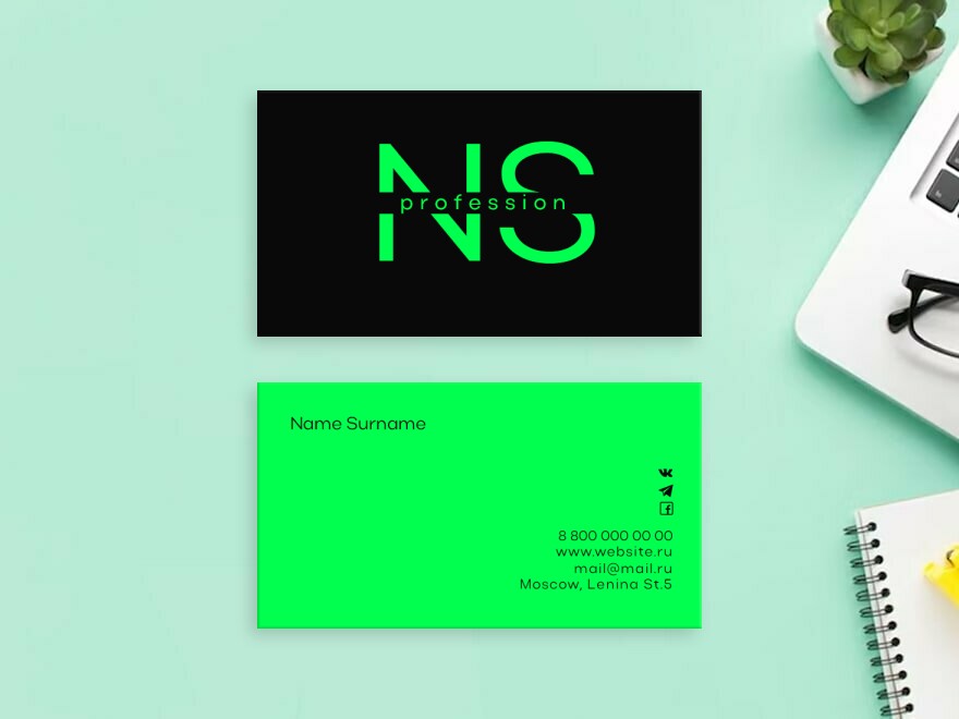 Шаблон визитной карточки: услуги для бизнеса, руководитель, веб дизайнер