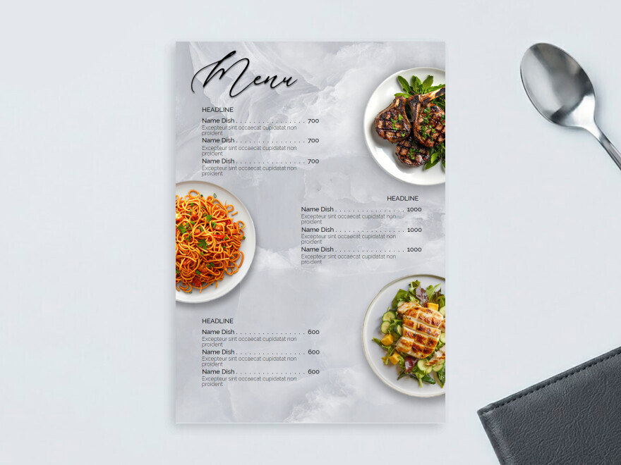 Шаблон листовки или флаера формата A4: банкетный зал, ресторан, свадебный ресторан