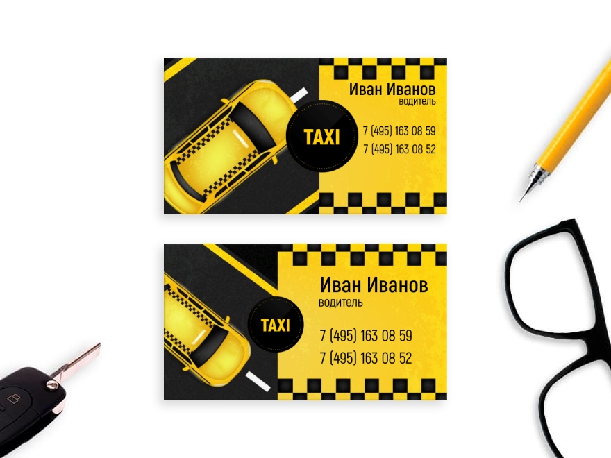 Шаблон визитной карточки: такси, таксист, услуги грузоперевозок, водитель, шофер