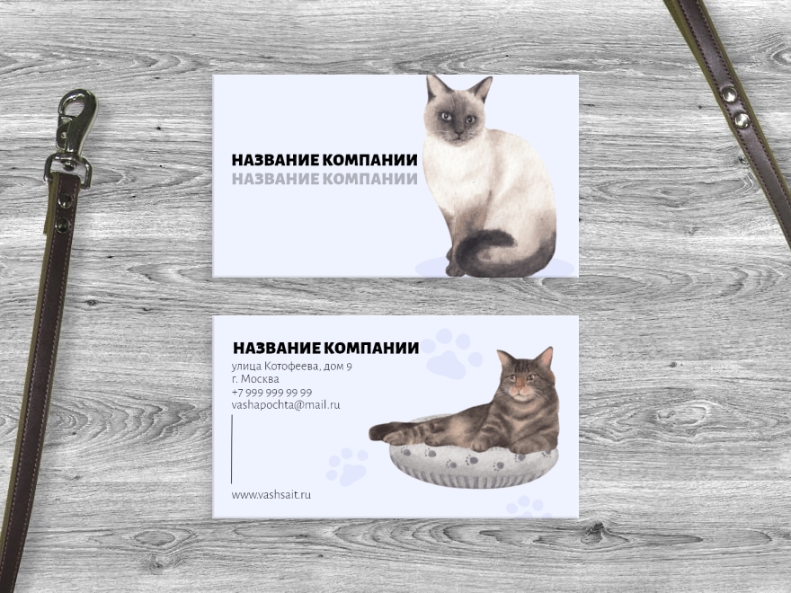 Шаблон визитной карточки: ветеринария, врачи, клиники, кошки, кофейня