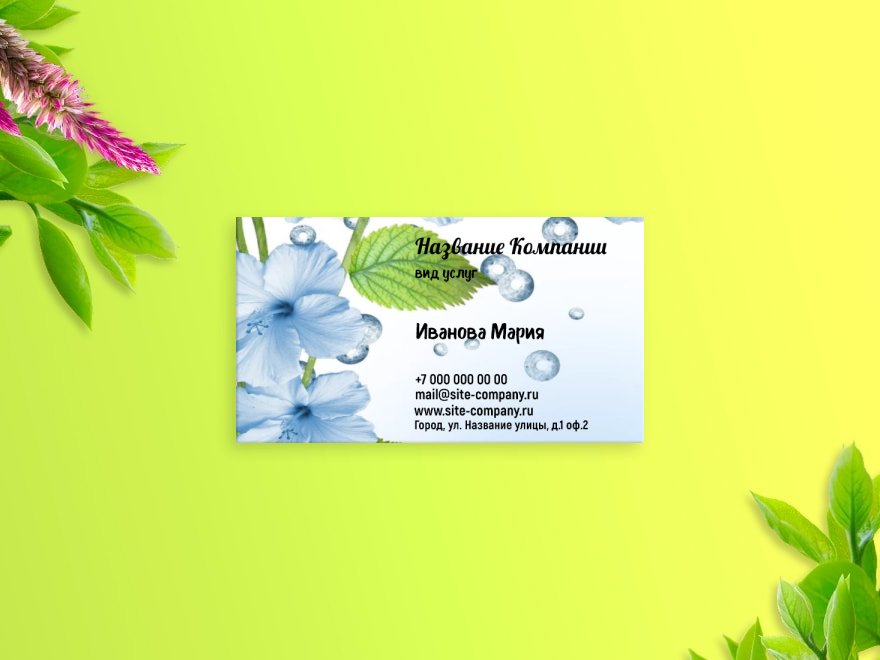 Шаблон визитной карточки: уборка квартир, клининг, флорист, цветы, цветы