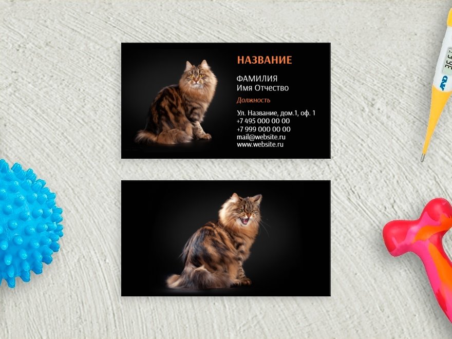 Шаблон визитной карточки: товары для животных, животные, уход за животными